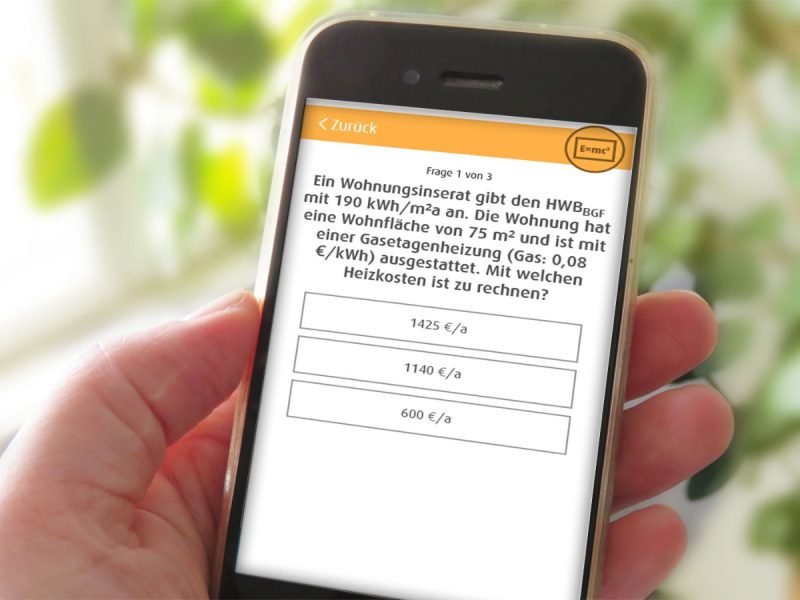 In unserem Bsp. kommst du auf € 1.425,- Heizkosten im Jahr. Installiere dir die Gratis-App! Mit dem energie-führerschein lernst du Energiesparen.