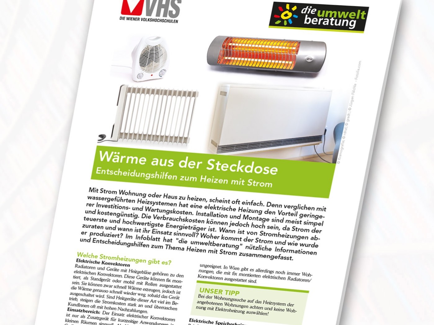 Infoblatt - Wärme aus der Steckdose