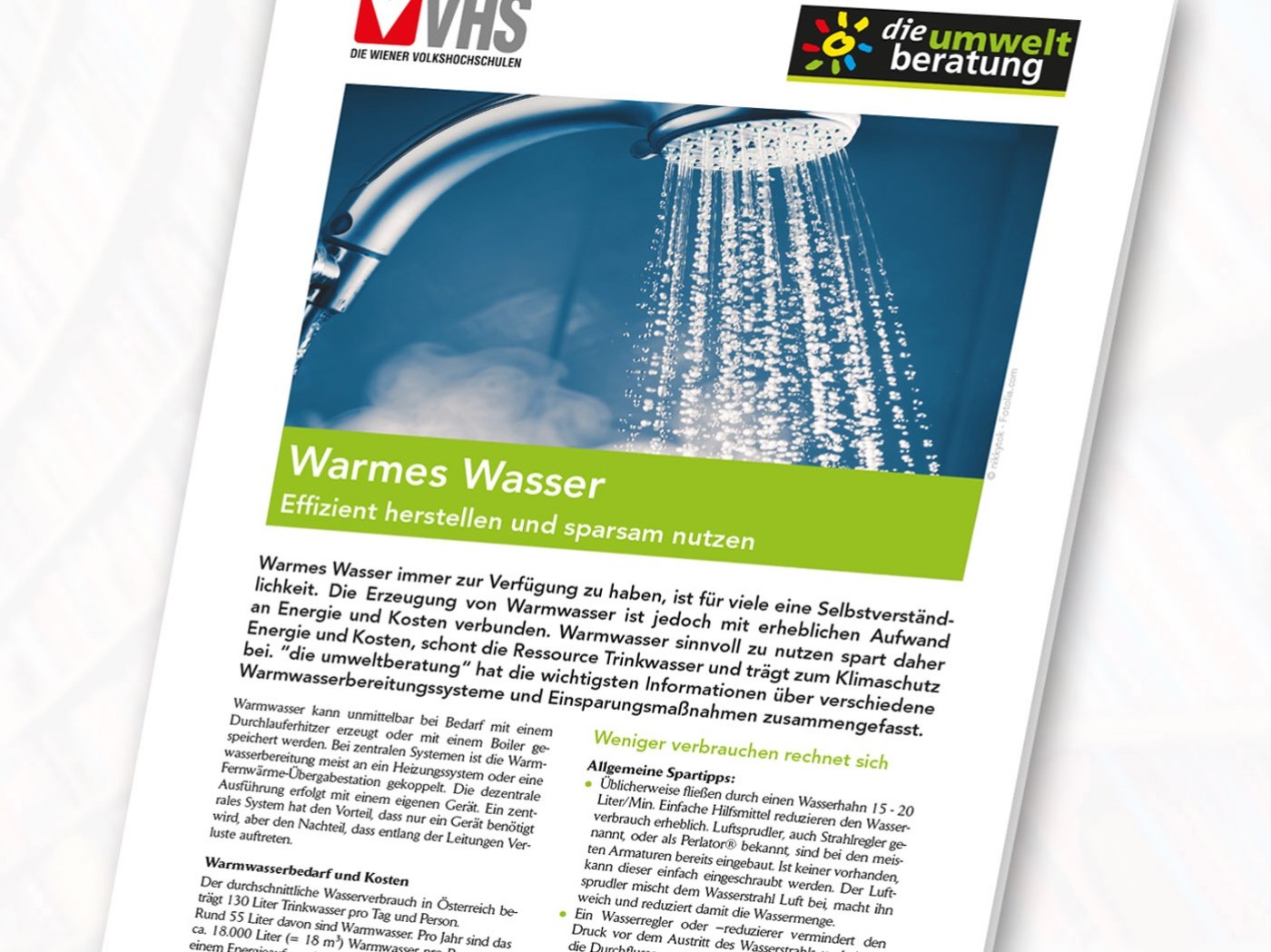 Infoblatt - warmes wasser