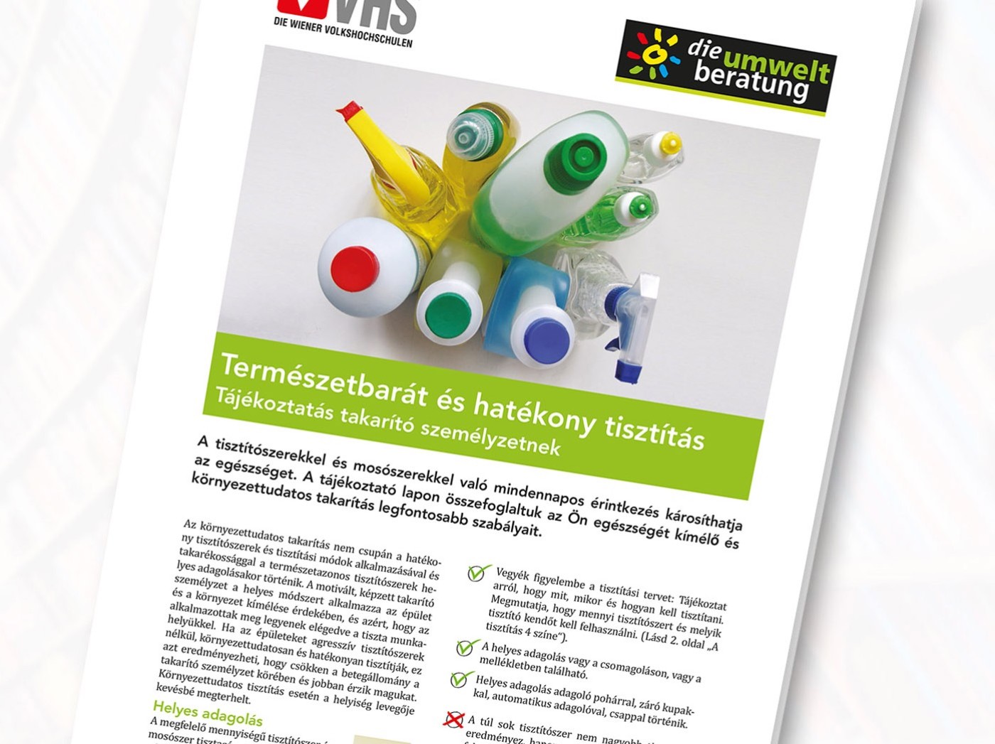 Ökologisch und effizient reinigen für Reinigungskräfte - Ungarisch
