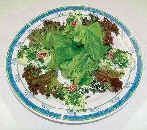 Kohlrabischeiben mit Blauschimmelkäse