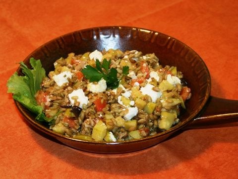 Melanzani-Grünkern-Pfanne