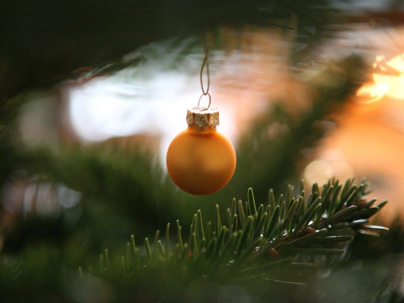 Kugel an Christbaumzweig