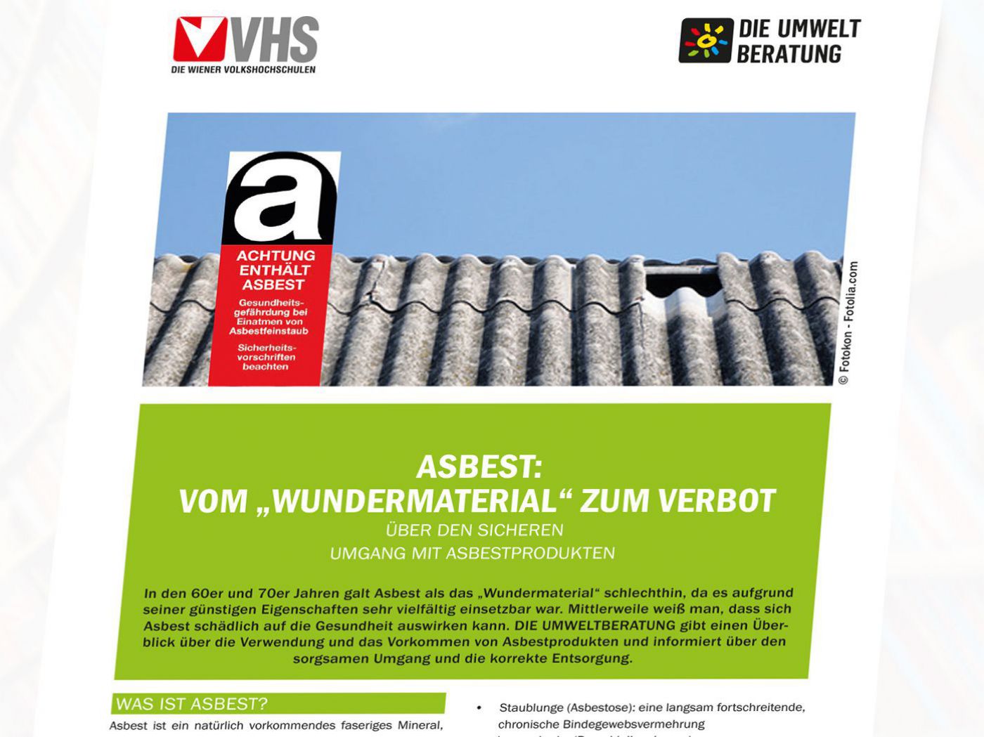 Cover des Infoblattes Asbest