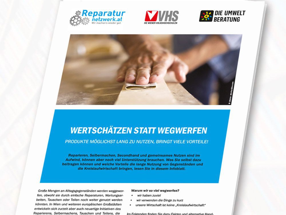 Cover des Infoblatts Wertschätzen statt wegwerfen