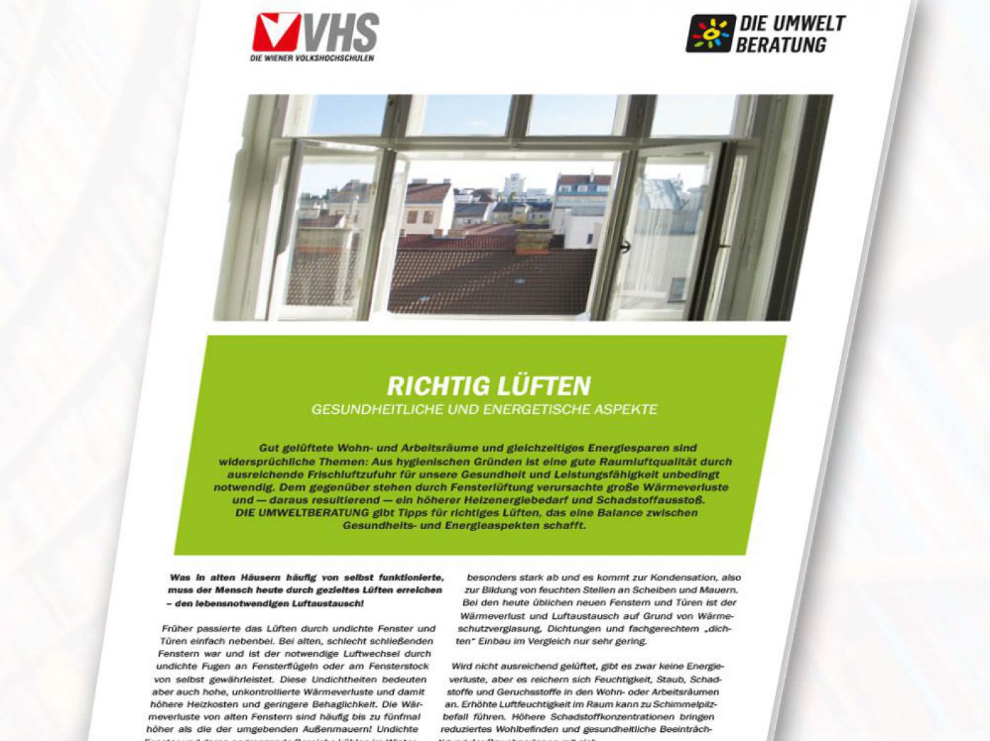 Coverbild Infoblatt "Richtig Lüften"
