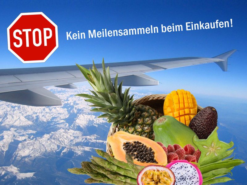 Flugzeug, Obst und Gemüse