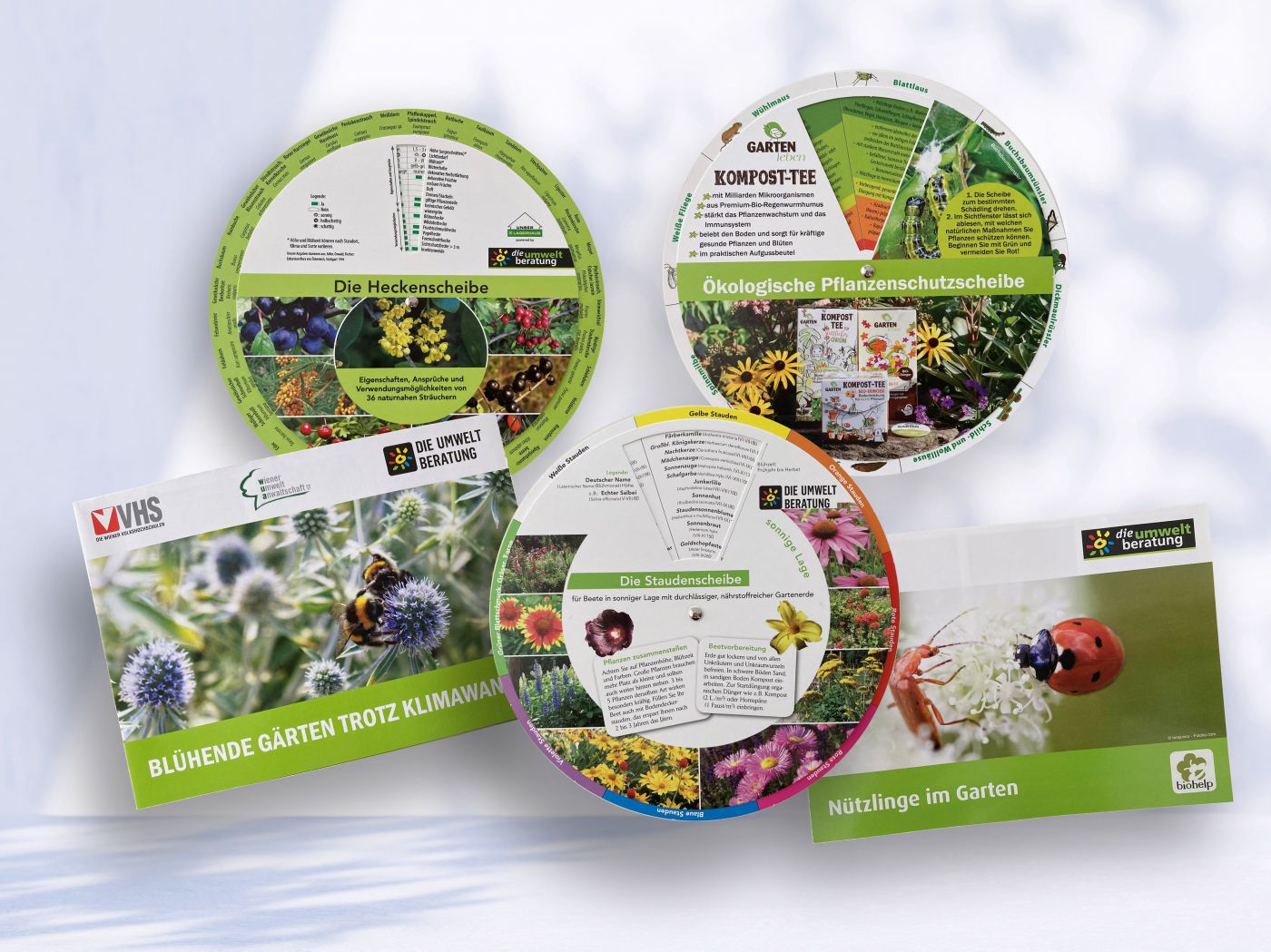Vorderseiten der Gartenscheiben und Poster