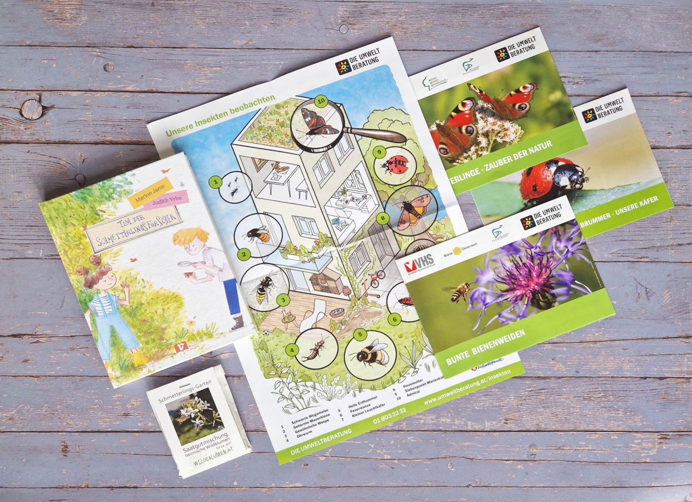 Gewinnspielpaket mit Tierpostern, Buch und Samen