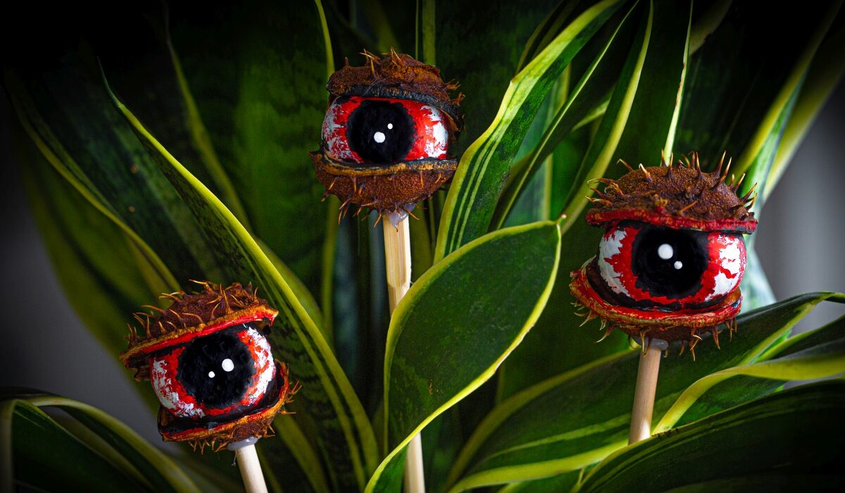 Halloween-Monsteraugen aus Kastanien