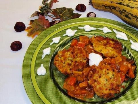 Hirselaibchen auf Waldviertler Kürbisgulasch