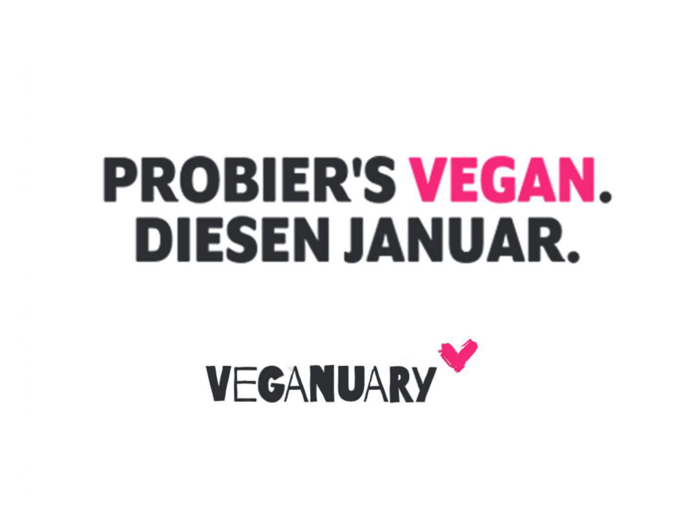 Slogan Veganuary: "Probiers vegan im Jänner!"